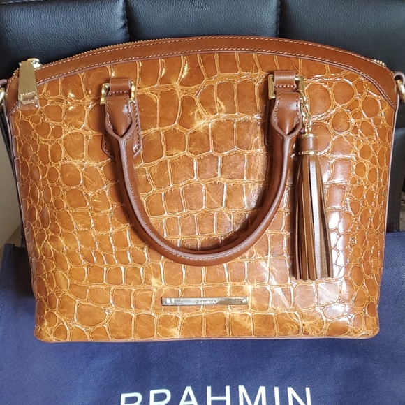 💲SOLD🧾Brahmin Medium Satchel in Tan Gustavo - Picture 4 of 10